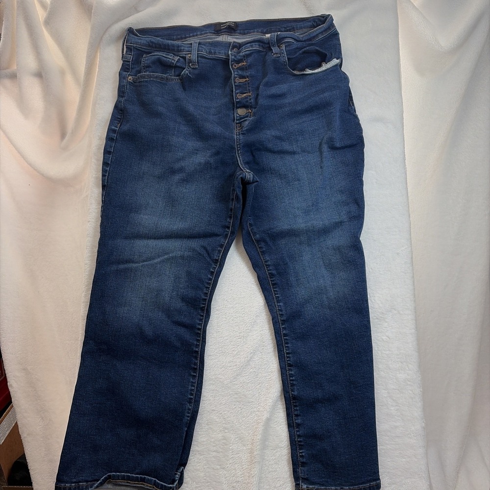 Banana Republic Women's Cropped Bootcut 34/18 Blue Jeans Dark Wash Button‎ Fly